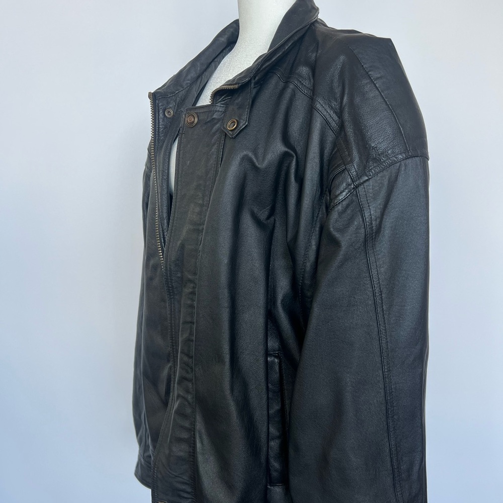 Black Genuine Leather Bomber Jacket Hide Park